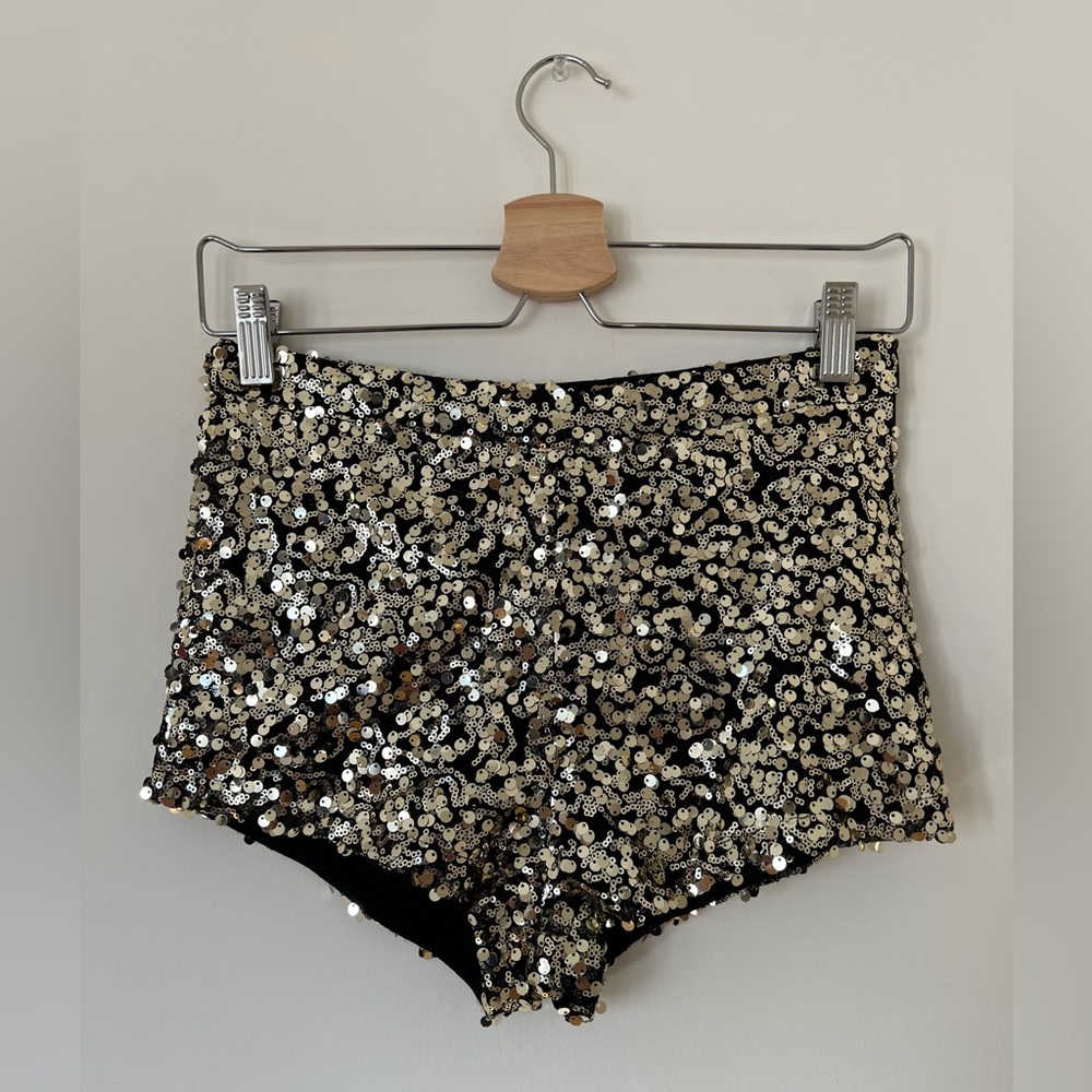 H&M Gold Sequin High Waist Shorts